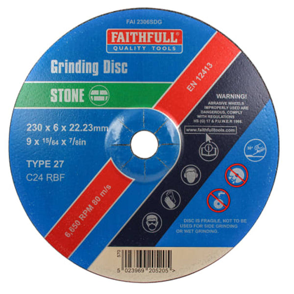 FAI2306SDG Depressed Centre Stone Grinding Disc 230 x 6 x 22.23mm