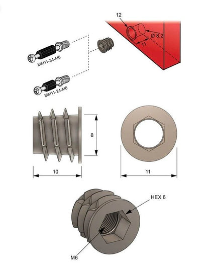 M6 threaded insert 8x10mm_2