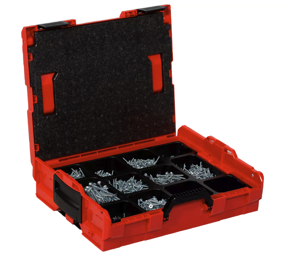 FISCHER L-BOXX BUNDLE - 1700 pcs PowerFast II PZ screws + 833 pcs DuoLine plugs + 32 pcs bit set