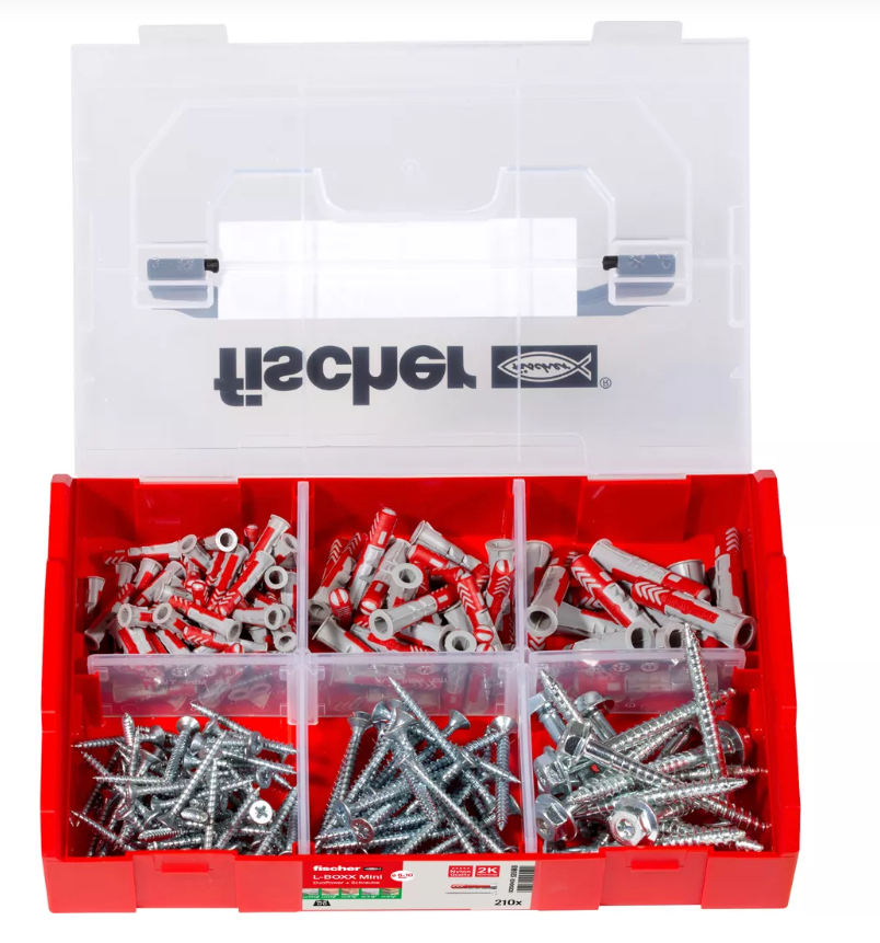 FISCHER L-BOXX mini DuoPower wall plugs + screws - 210 pcs