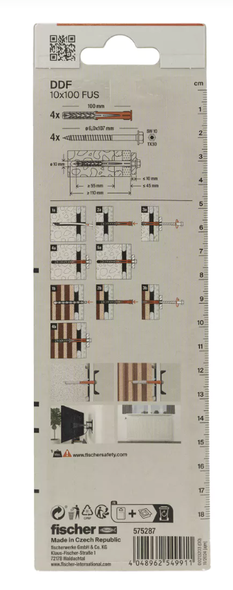 FISCHER Dot and Dab fixing DDF 10 x 100 FUS K - 4 pcs