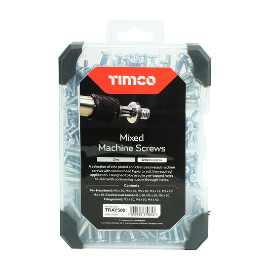 TIMCO Machine Screws Mixed Tray - Silver - 320 pcs