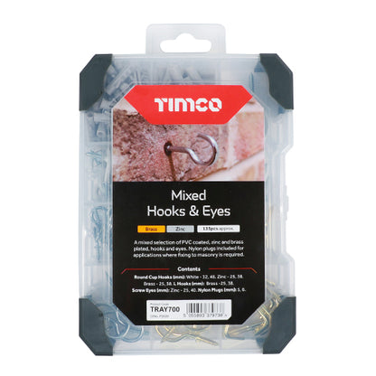 TIMCO Hooks & Eyes Mixed Tray - 133 pcs