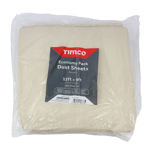 TIMCO Cotton Twill Dust Sheet - 3 pieces
