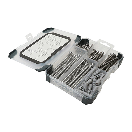 TIMCO Screws, Plug & Drill Bit Mixed Tray - A2 Stainless Steel - 251 pcs