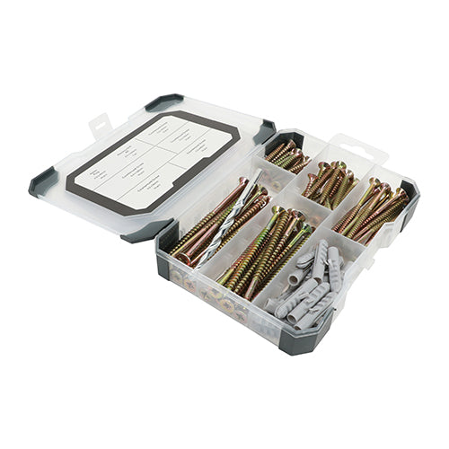 TIMCO Screws, Plug & Drill Bit Mixed Tray - Yellow - 91 pcs