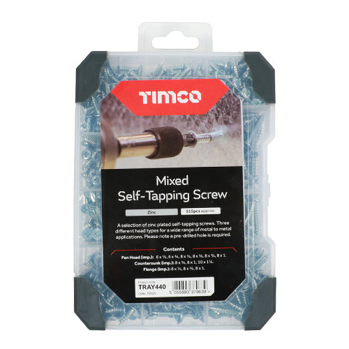 TIMCO Self-Tapping Screws Mixed Tray - Silver - 475 pcs