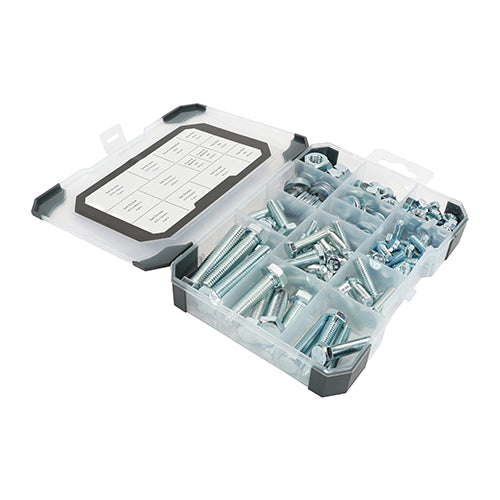 TIMCO Set Screws Nuts Washers Mixed Tray - Zinc - 199 pcs
