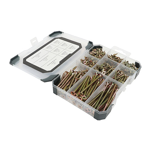 TIMCO Countersunk Woodscrews Mixed Tray - Yellow - 340 pcs