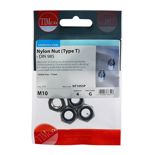 TIMCO Nylon Insert Nuts Type T - Stainless Steel