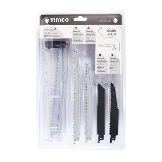 TIMCO Reciprocating Saw Blade Mixed Set Wood & Metal Cutting High Carbon Steel & Bi-Metal