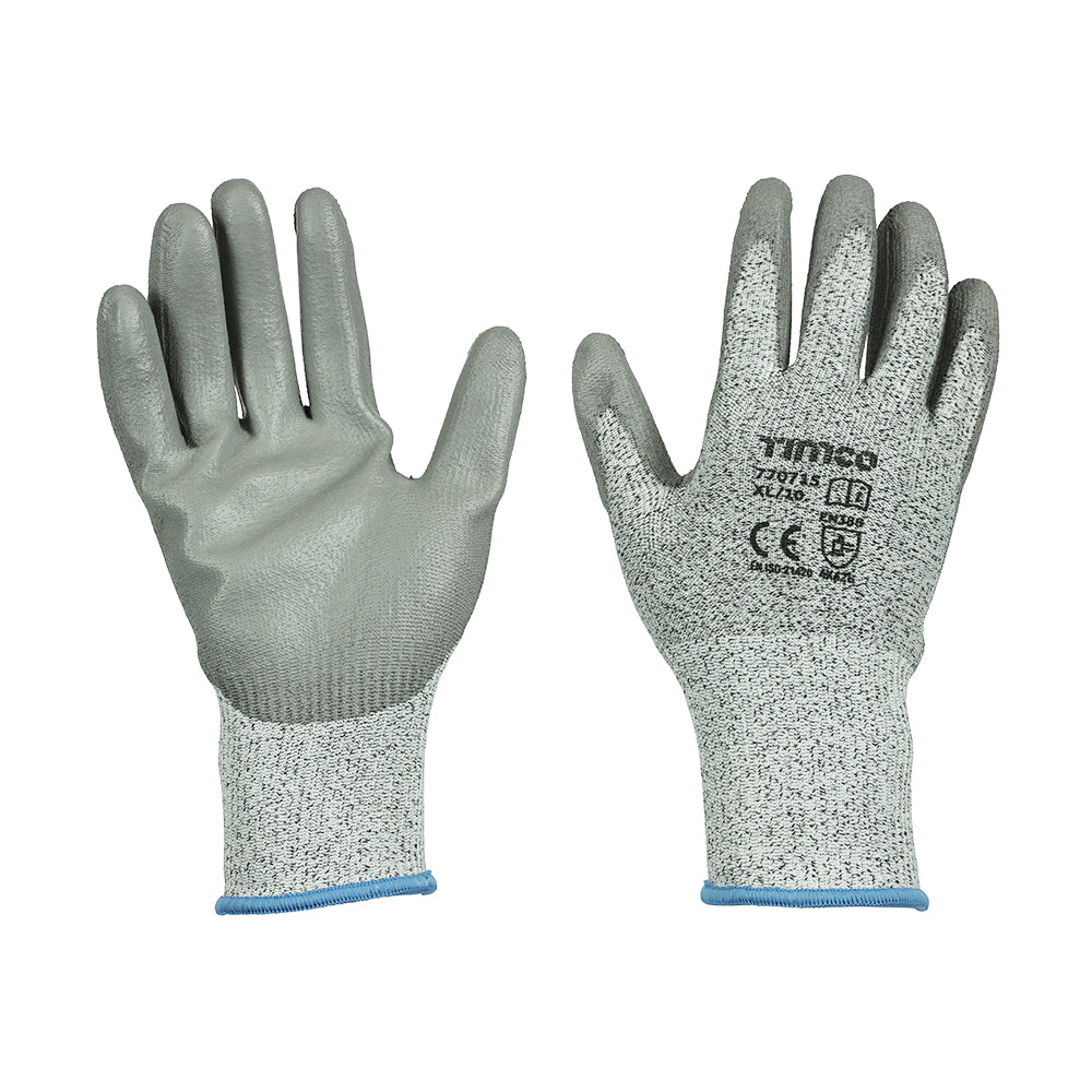 TIMCO Medium Cut Gloves - PU Coated HPPE Fibre with Glass Fibre
