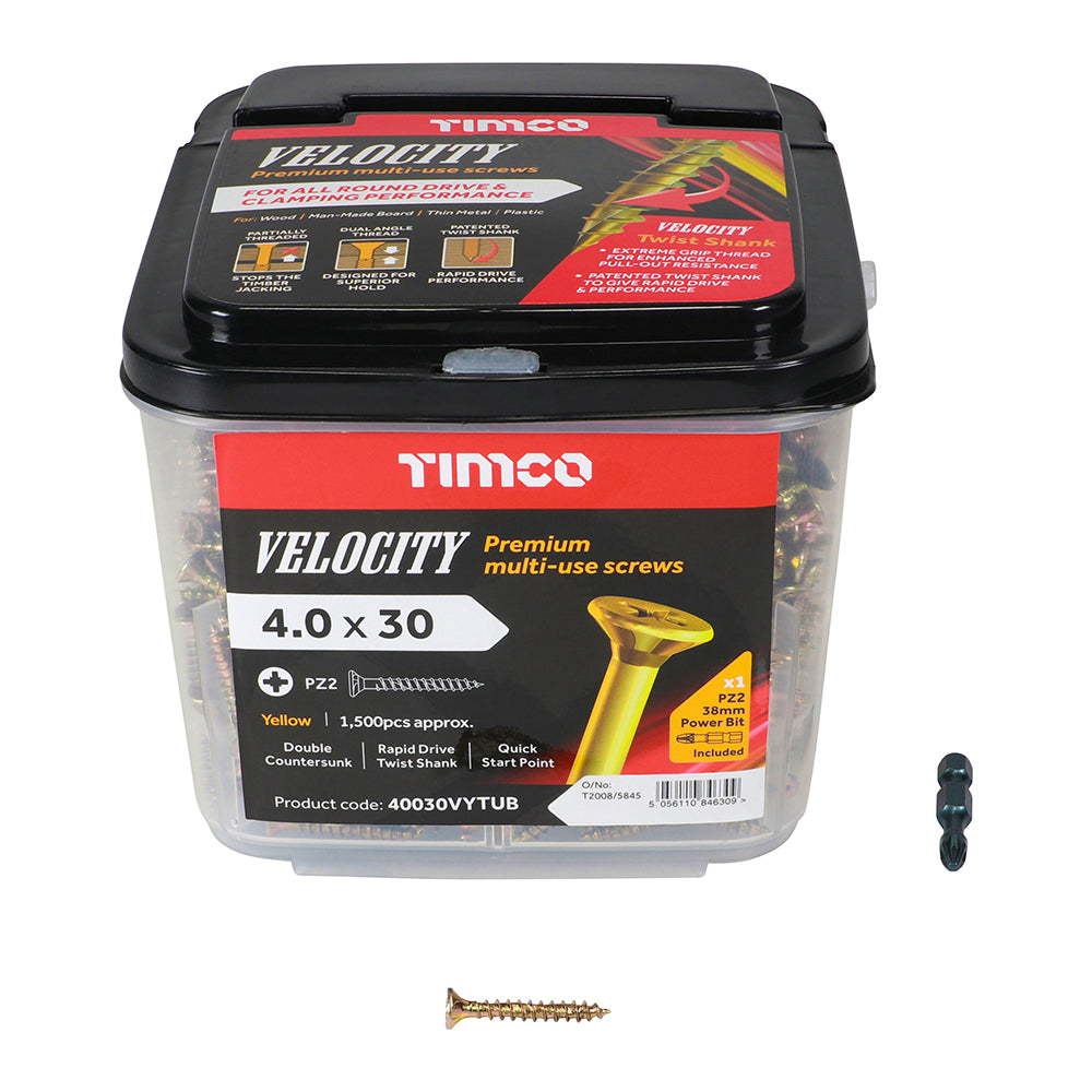 TIMCO Velocity Premium Multi-Use Countersunk Gold Woodscrews - TUB