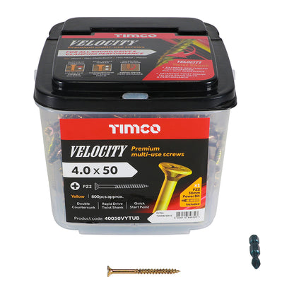 TIMCO Velocity Premium Multi-Use Countersunk Gold Woodscrews - TUB