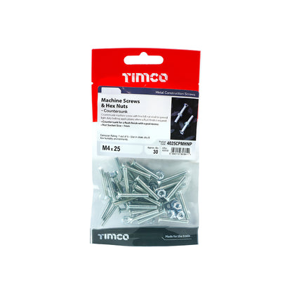 TIMCO Machine Countersunk Screws & Hex Nut Silver