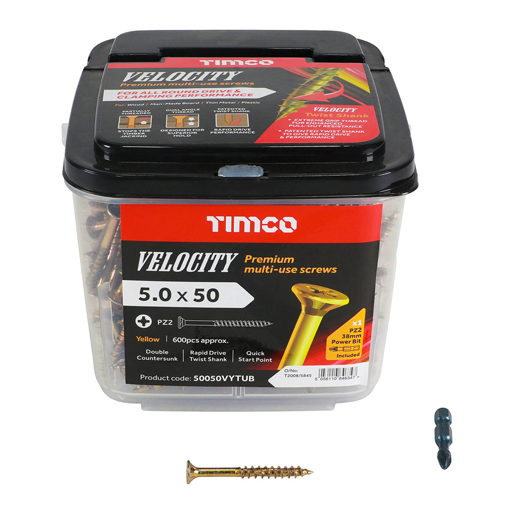 TIMCO Velocity Premium Multi-Use Countersunk Gold Woodscrews - TUB