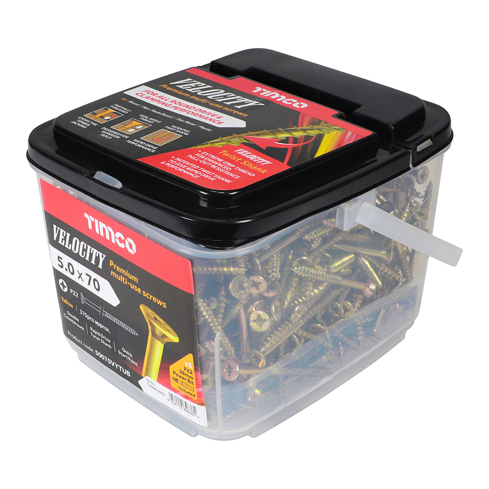 TIMCO Velocity Premium Multi-Use Countersunk Gold Woodscrews - TUB