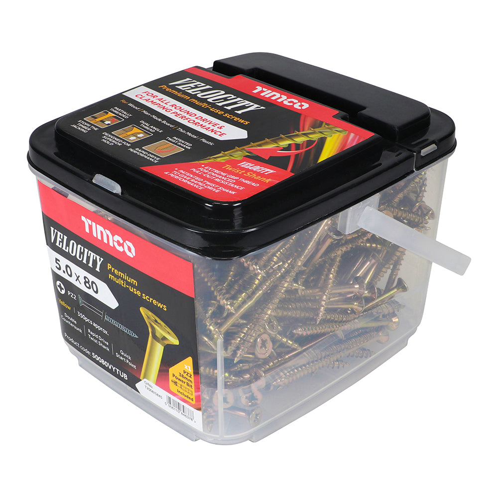 TIMCO Velocity Premium Multi-Use Countersunk Gold Woodscrews - TUB