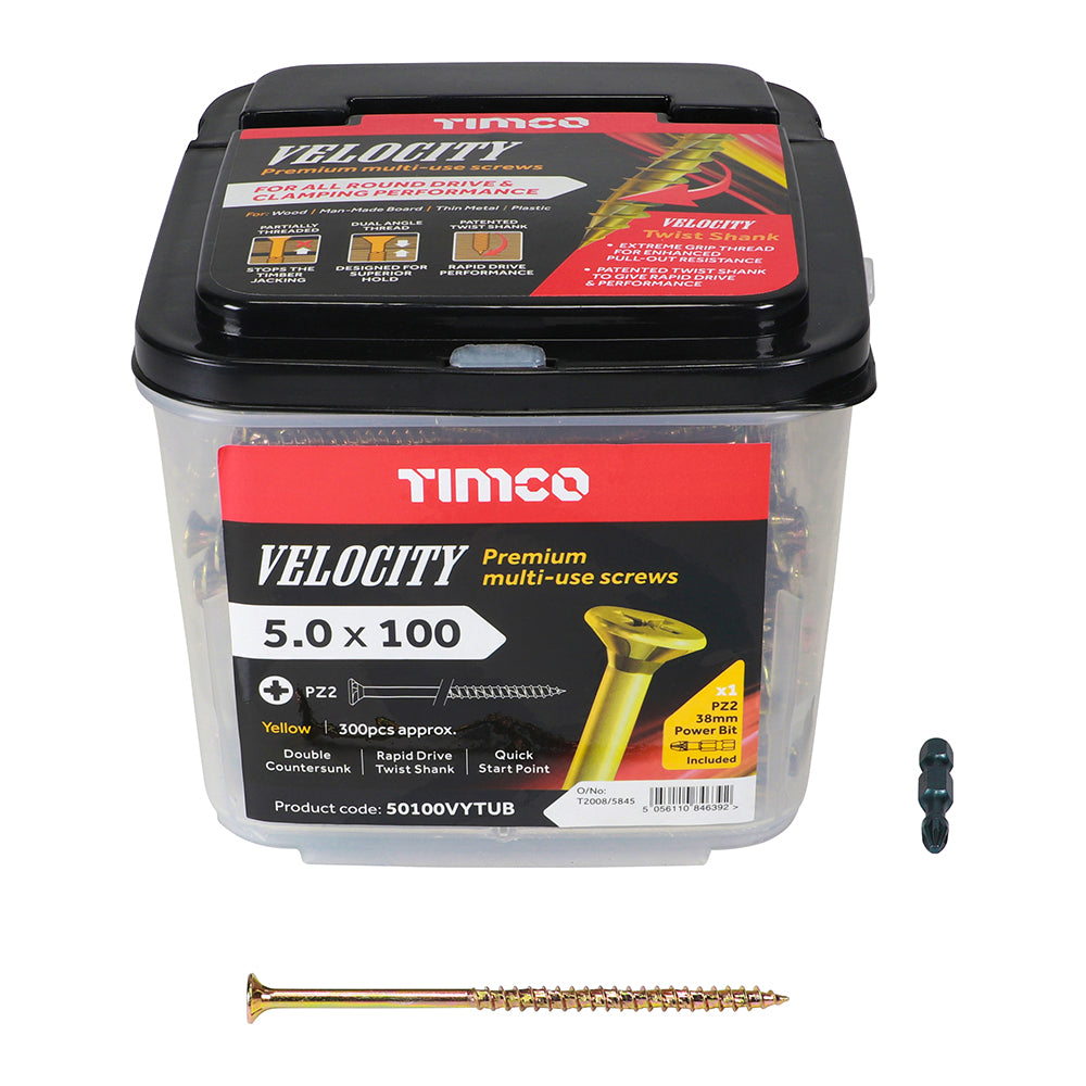 TIMCO Velocity Premium Multi-Use Countersunk Gold Woodscrews - TUB