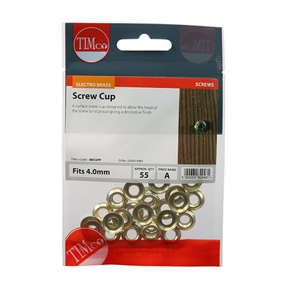 TIMCO Screw Cups  - Electro Brass