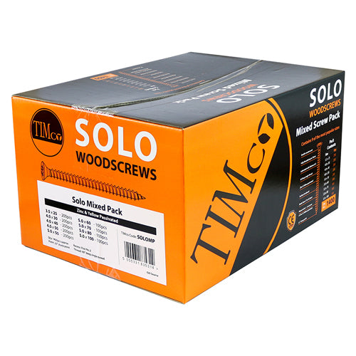 TIMCO Solo Countersunk Gold Woodscrews Mixed Box - 1400 pcs