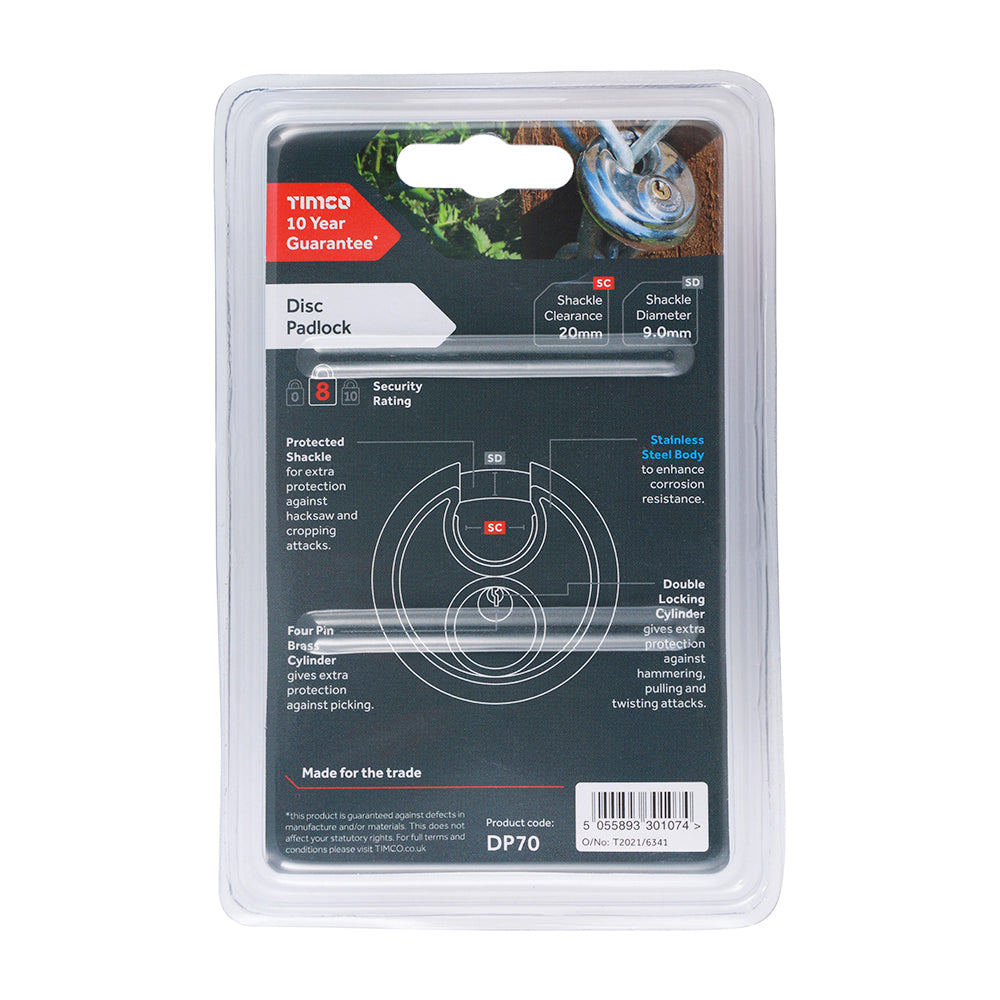 TIMCO Stainless Steel Disc Padlock