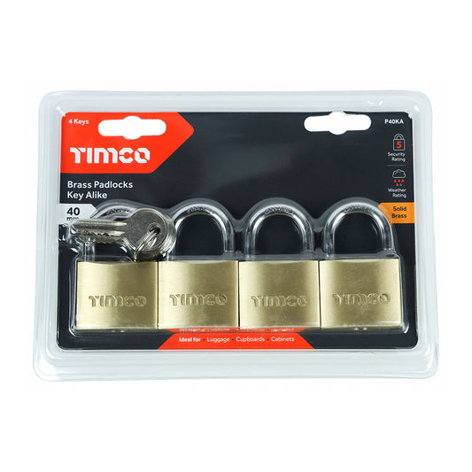 TIMCO Brass Padlocks Key Alike