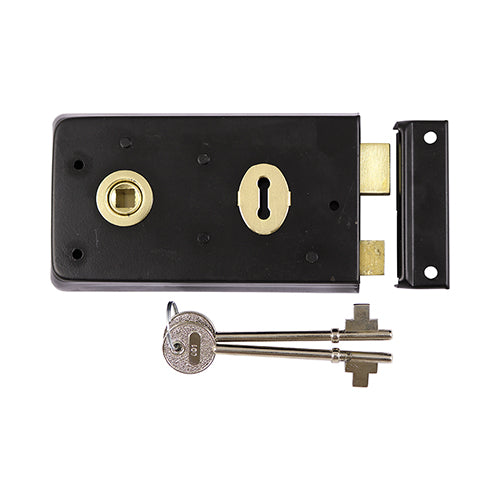 TIMCO Rim Sash Lock Inward and Outward Keep Black