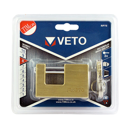 TIMCO Brass Rectangular Padlock